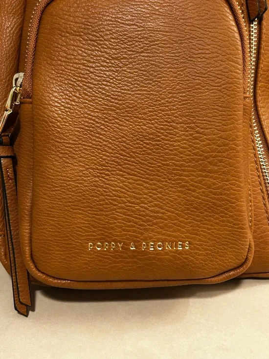 Poppy & Peonies Pebbled Leather Sling Backpack Purse NWOT - Picture 2 of 15